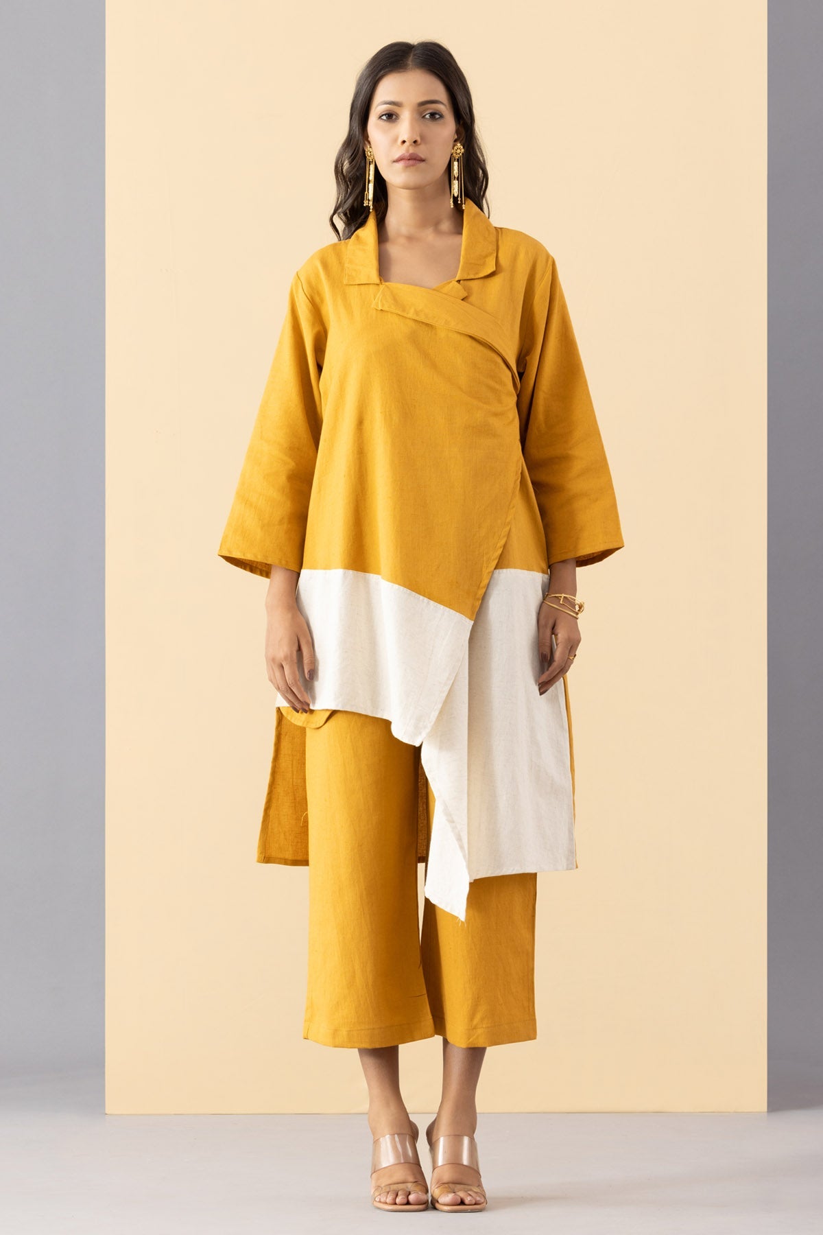 Buy Markkah Studio Colorblock Tunic & Mustard Pants for Women Online at ScrollnShops